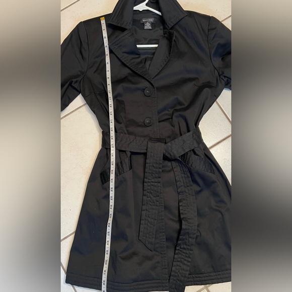 Spense Black Belted Dress Trench Single Breasted Coat Size M - Picture 6 of 8